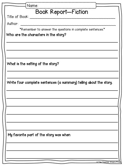3rd Grade Book Report Template
