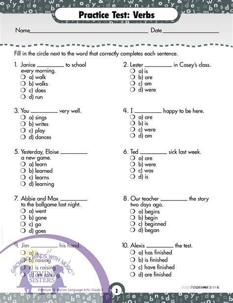 3rd Grade Language Arts Printable Placement Test
