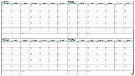 4 Month Blank Calendar Printable