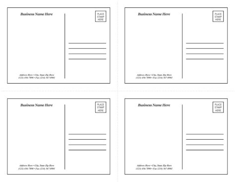 4 Postcards Per Page Template Google Docs