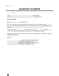 48 Hour Notice To Enter Template