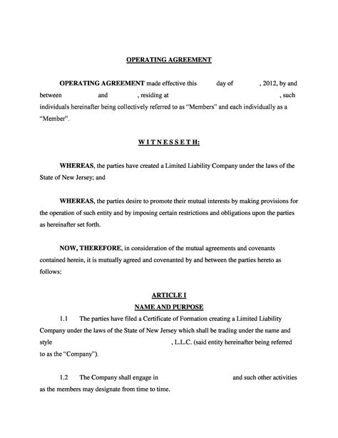 50/50 Llc Operating Agreement Template