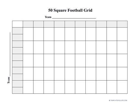 50 Square Football Pool Template
