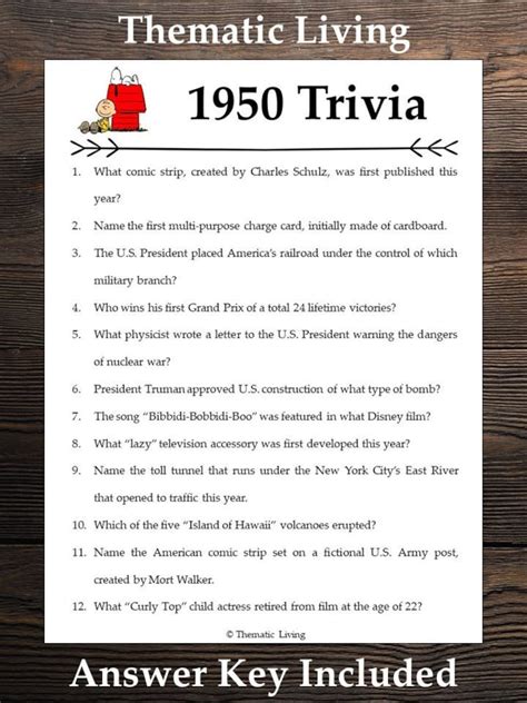 50s And 60s Trivia Questions And Answers Printable