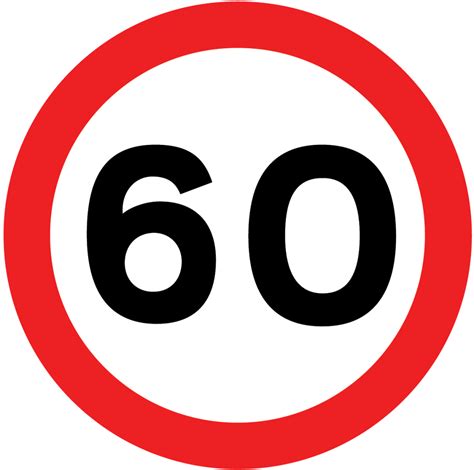 60 mph speed limit sign, Maximum speed limit sign (60 mph). Maximum mph 60mph miles c43 parkers theorytest