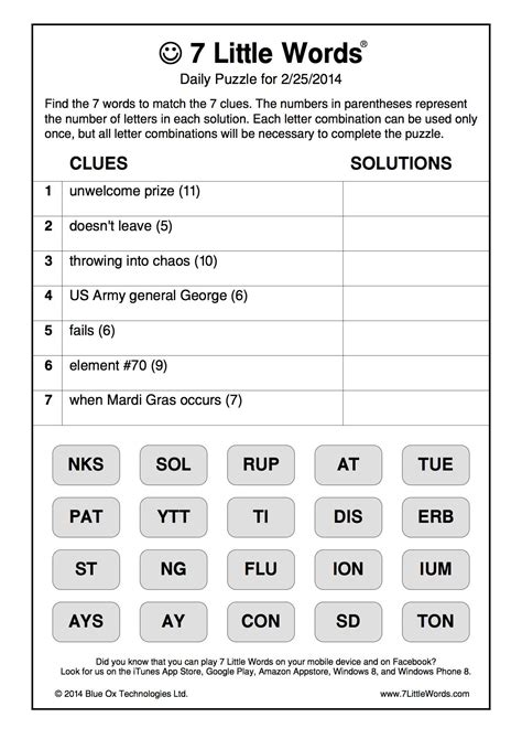 7 Little Words Answers Bonus 4 Today Printable Free