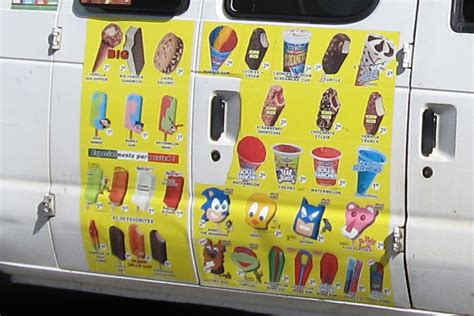 90s ice cream truck menu