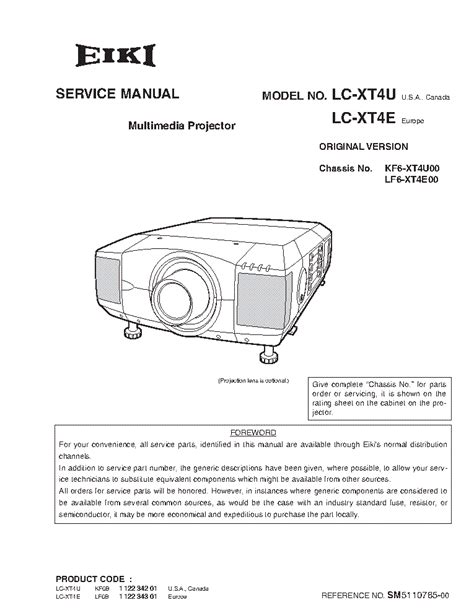 9658 9658 9658 Eiki Multimedia Projector Lc Xt4u Lc Xt4e Service Manual