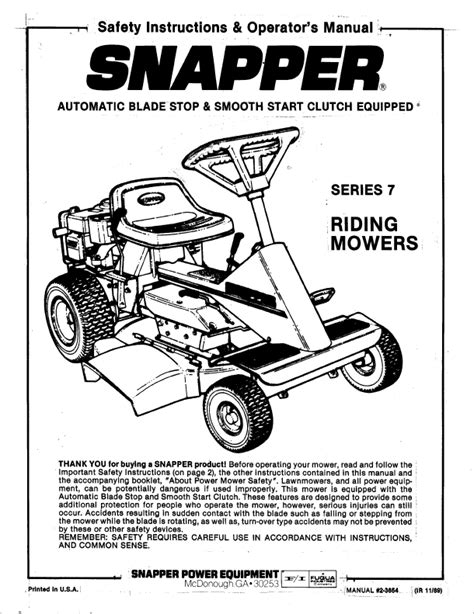 9658 9658 Snapper Riding Mower Series 5 Assembly Service Operators Parts Manual 2652 2652s 2681 2681s 3081 3081s