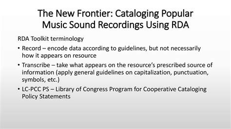 About Music Cataloging Using Rda And Marc21