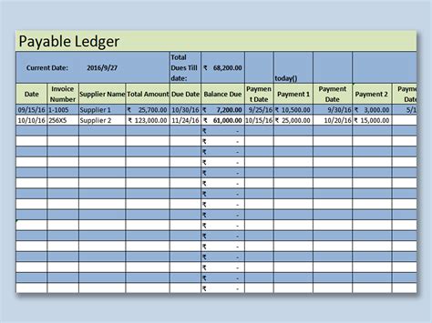 Account Ledger Template Excel