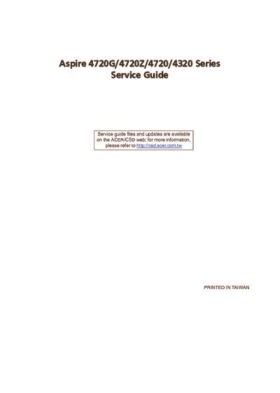 Acer Aspire 4720 Guide Repair Manual