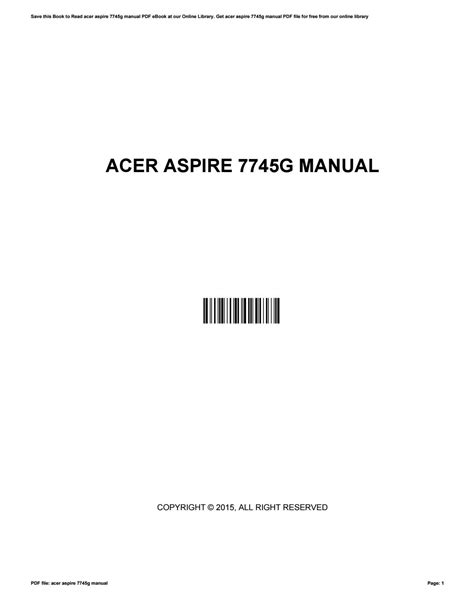Acer Aspire 7745 7745g Repair Service Manual