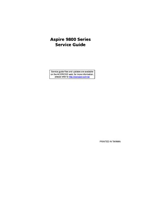 Acer Aspire 9800 Repair Service Manual Download