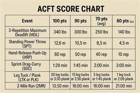 Acft Score Chart Calculator