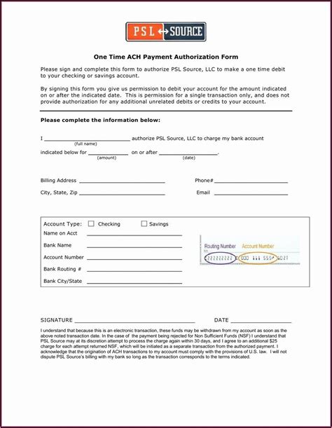 Ach Payment Instructions Template