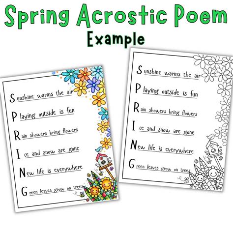 Acrostic Spring Poem Template