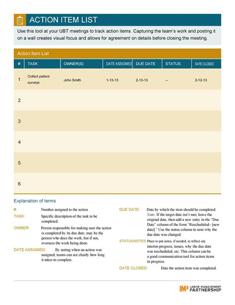 Action Item Template