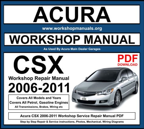 Acura Csx 2006 2009 Workshop Service Manual 2006 2007 2008 2009