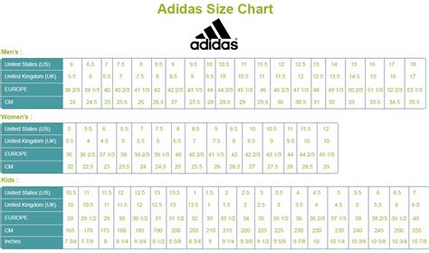 Adidas Childrens Sizing Chart