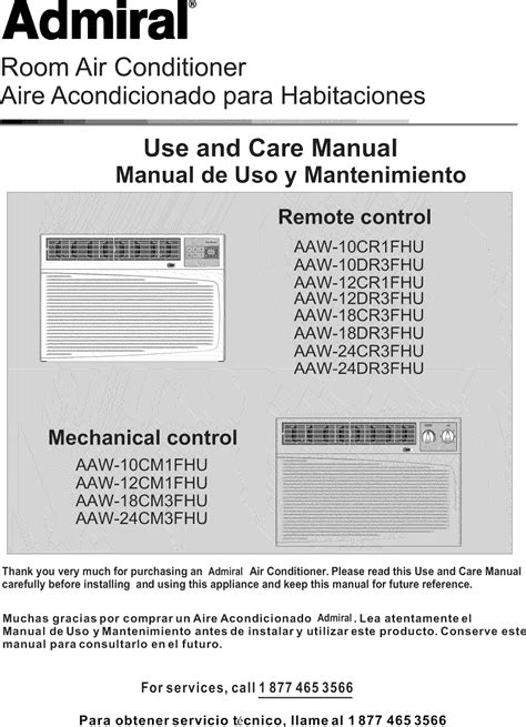 Admiral Air Conditioner User Manual