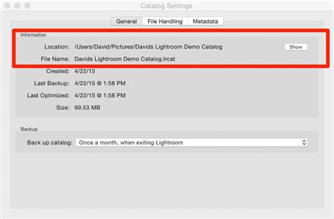 Adobe Lightroom Catalog File Location