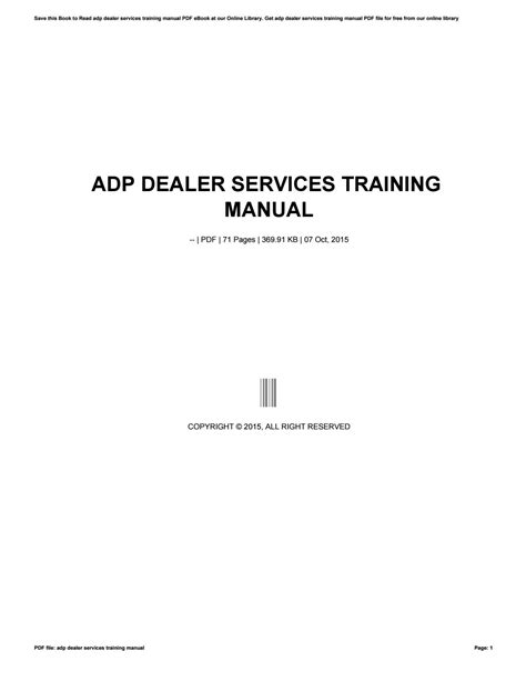 Adp Dealer Services Training Manual