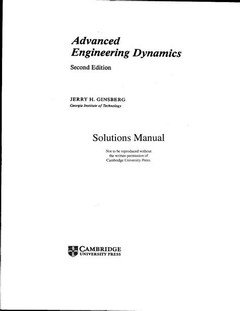 Advanced Dynamics Ginsberg Solution Manual