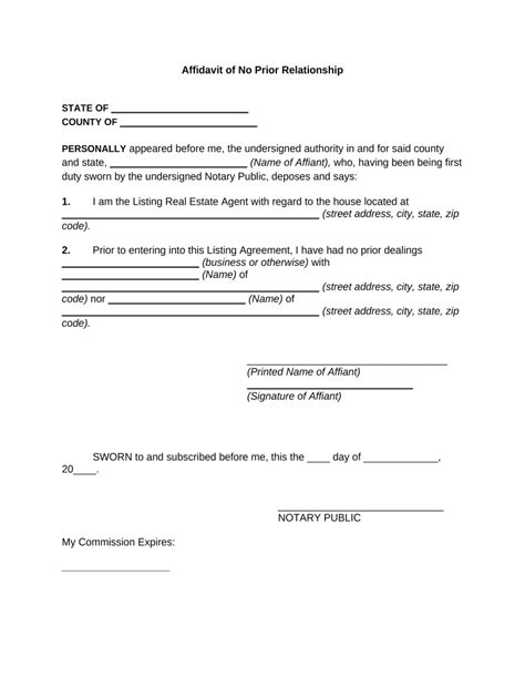 Affidavit Of Relationship Template