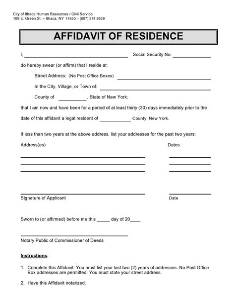 Affidavit Template For Proof Of Residence