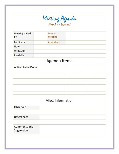 Agenda Template With Notes