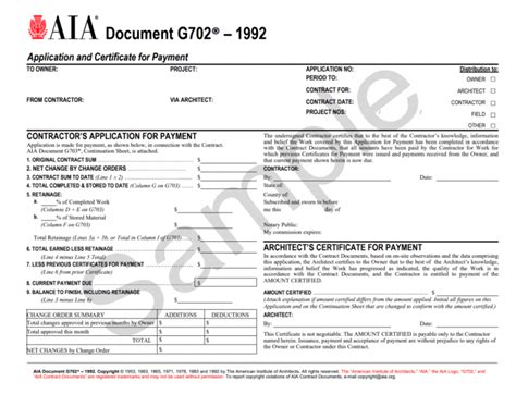 Aia G702 G703 Fillable Form Excel Free
