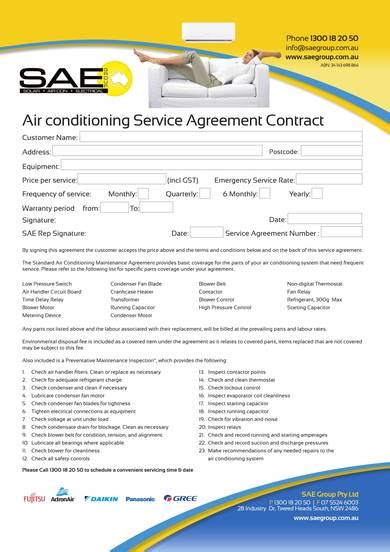 Air Conditioning Maintenance Contract Template
