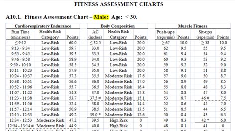 Air Force Fitness Test Chart