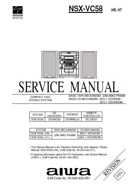 Aiwa Nsx Vc58 Cd Stereo System Supplement Repair Manual