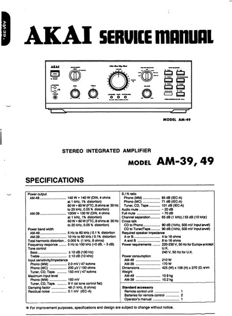 Akai Am 49 Amplifier Original Service Manual