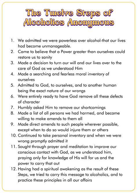 Alcoholics Anonymous How It Works Printable