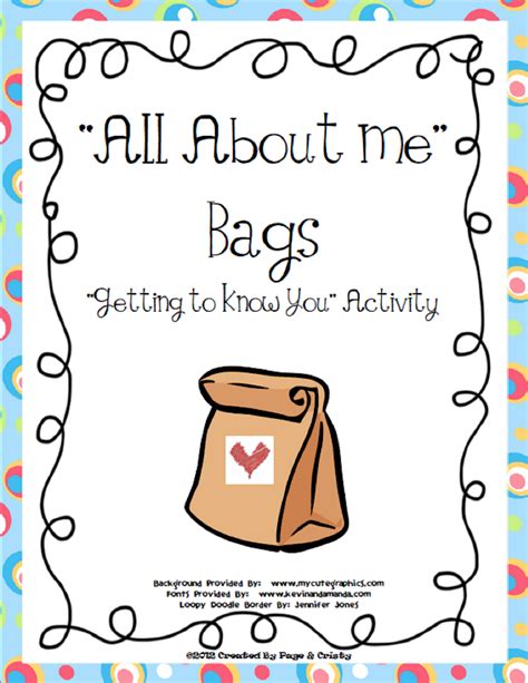 All About Me Bag Template