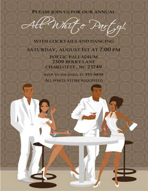 All White Party Invitations Templates Free