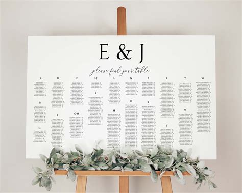 Alphabetical Seating Chart Wedding