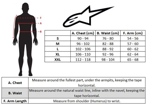 Alpinestar Jacket Size Chart