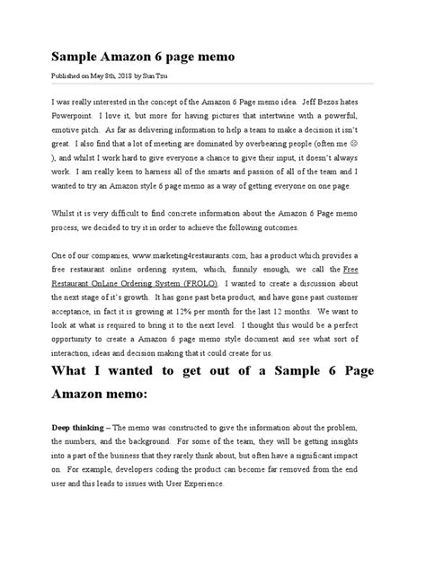 Amazon Memo Template