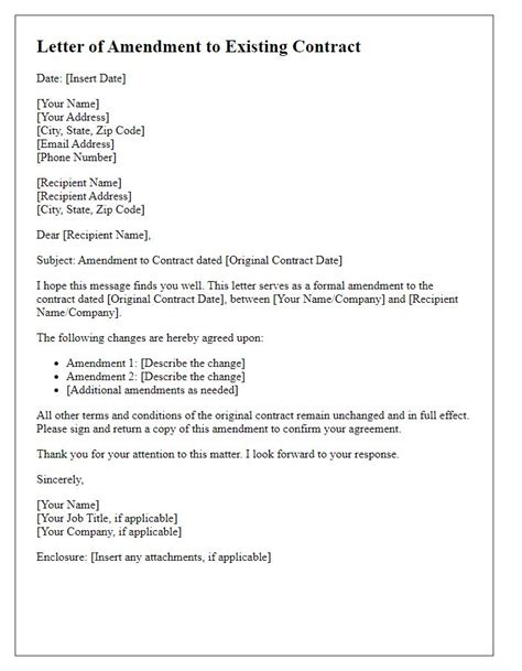 Amendment Letter Template