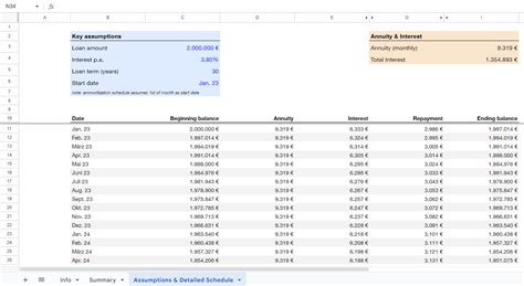 Amortization Schedule With Extra Payments Google Sheets Template