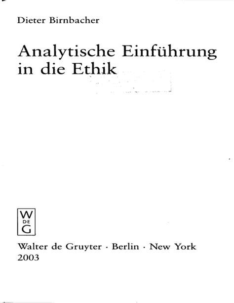 Analytische Einfhrung In Die Ethik Birnbacher Dieter Epubpdf - 