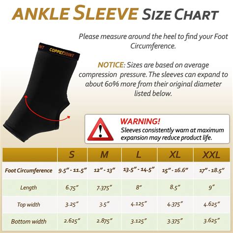 Ankle Support Size Chart