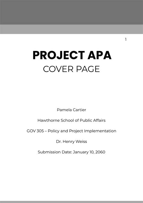 Apa Style Cover Page Template