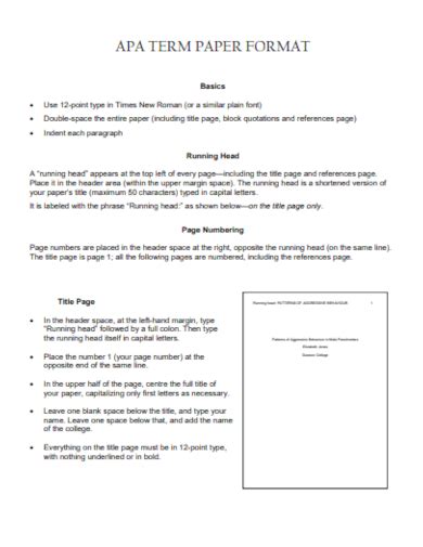 Apa Term Paper Format Template