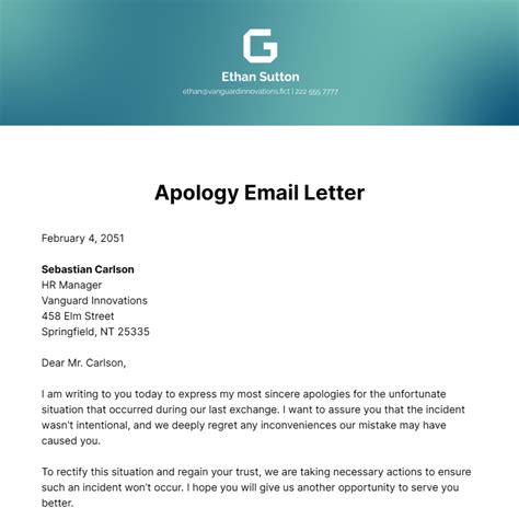 Apology Email Template To Customer