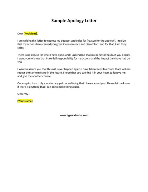 Apology Letter Template For Students